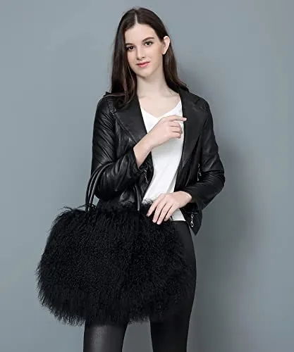 Mongolian Brown Luxury Wool Fur Handbag