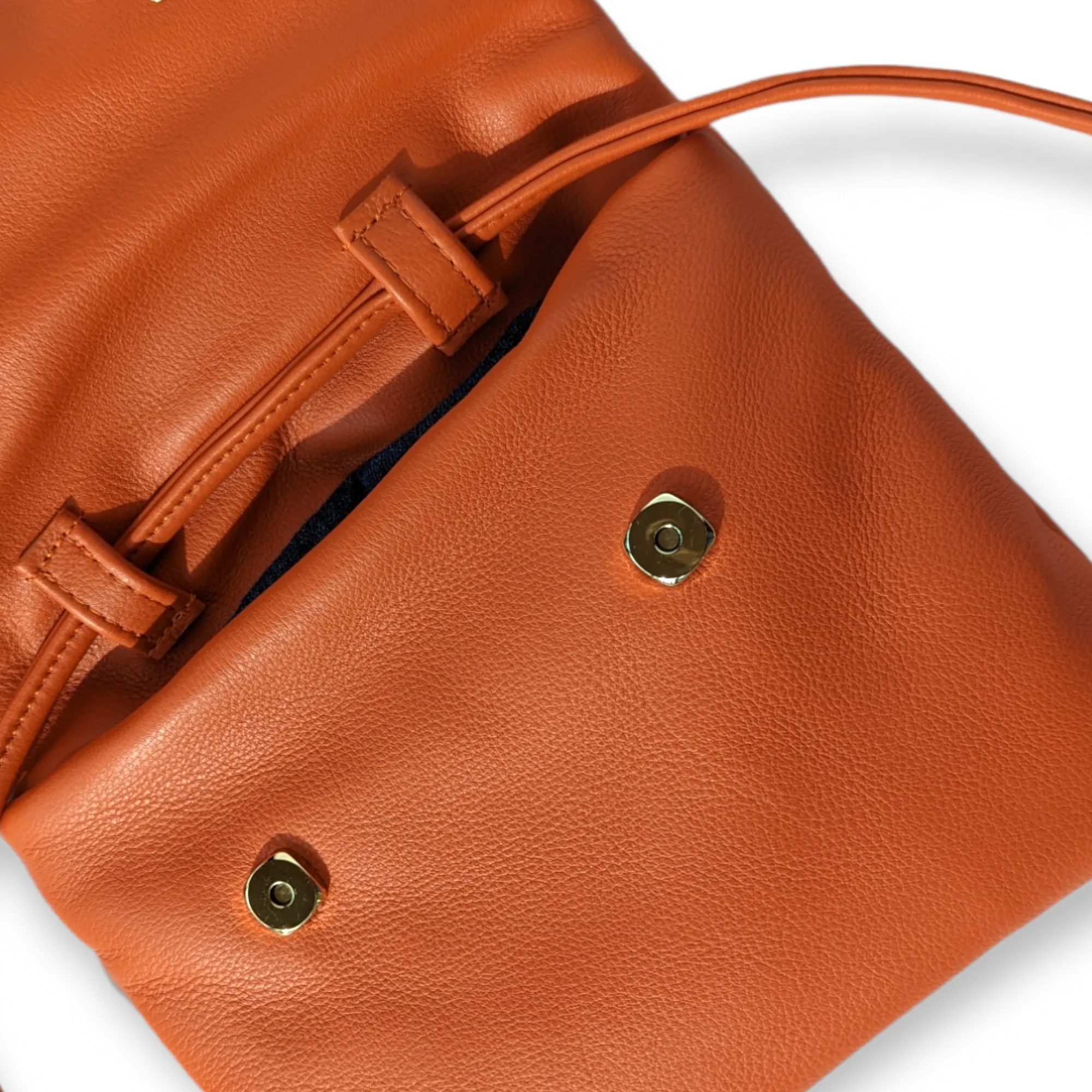 Penny Leather Puffer - Persimmon