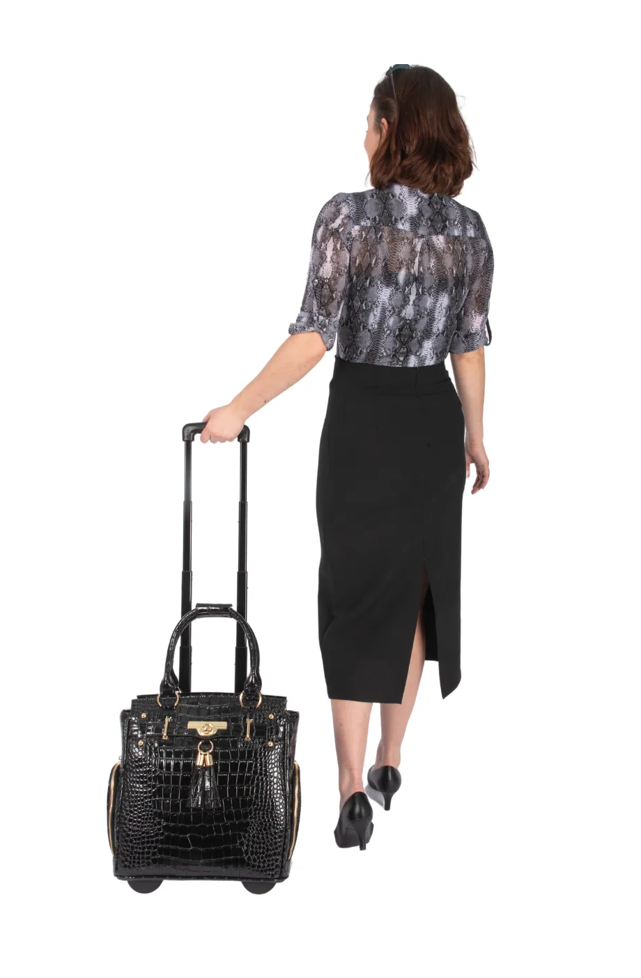 Petite Cosmopolitan Rolling Laptop Bag - Stylish Briefcase & Tote for Professional Women - Fits 13"-15" Laptop