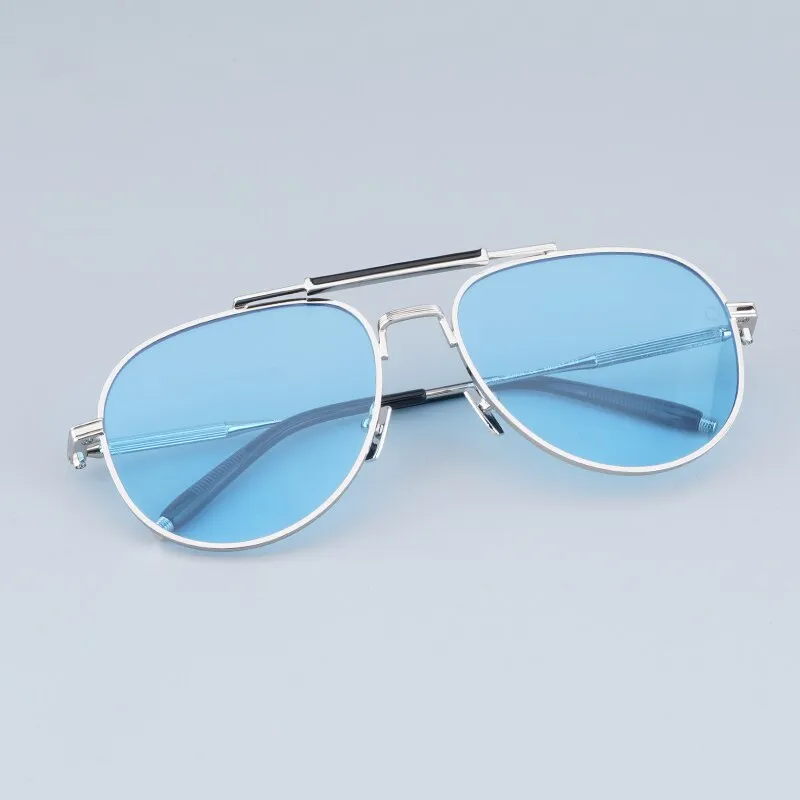 Pure Titanium Oval Gold Original Qaulity Sunglasses Uv400 Men Fashion Exquisite Eyeglasses Double Bridge Big Face Eyeglasses