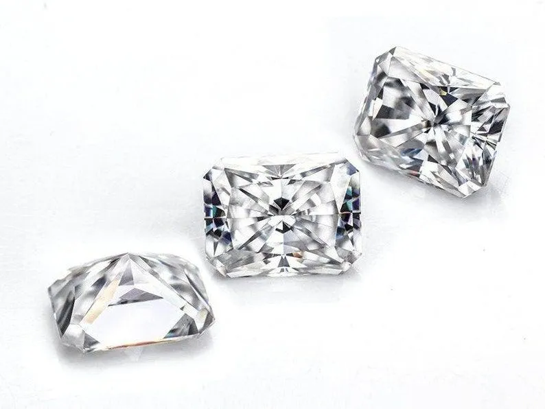 Radiant Cut Colorless Moissanite, Certified