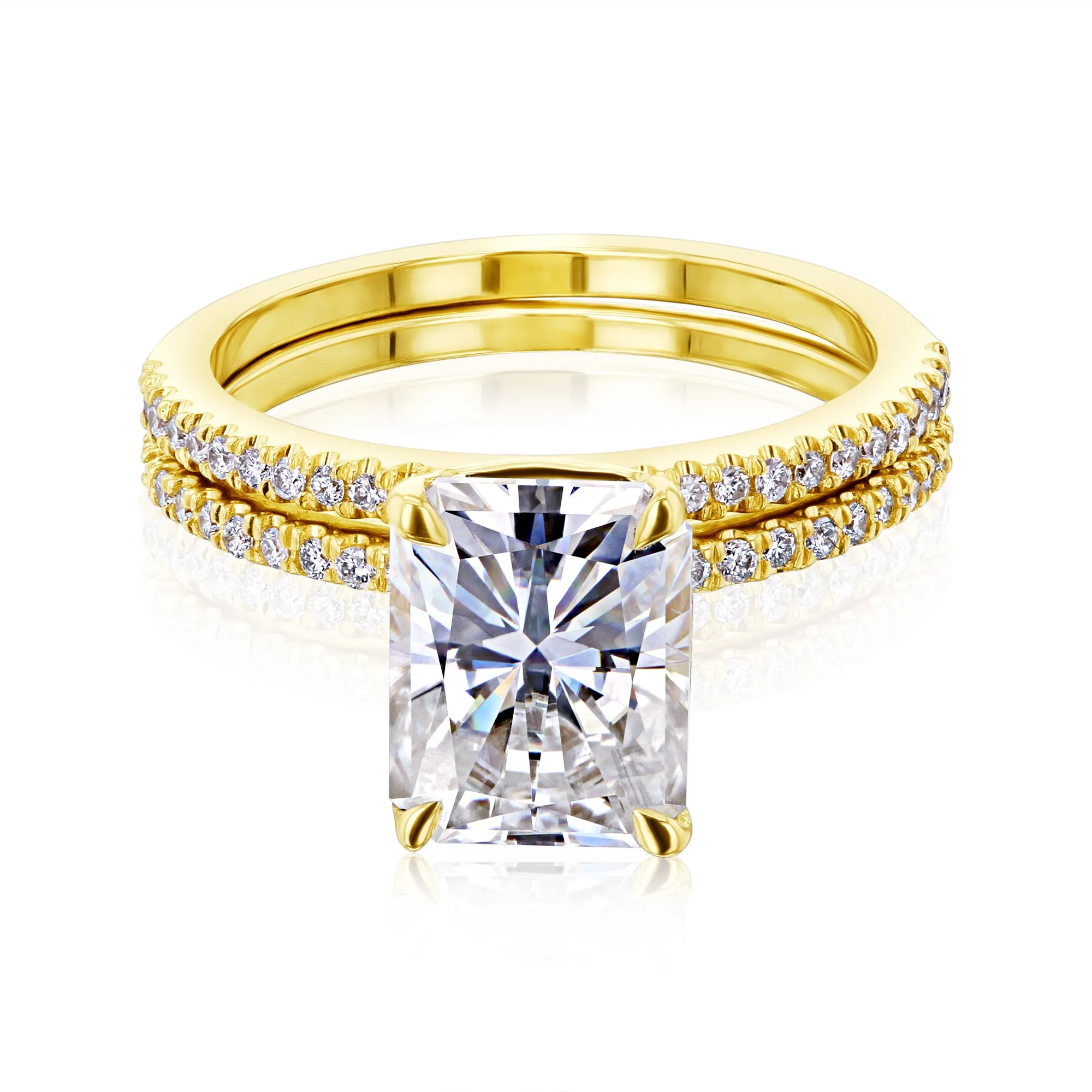 Radiant Petite Bridal Set - Moissanite & Natural Diamonds