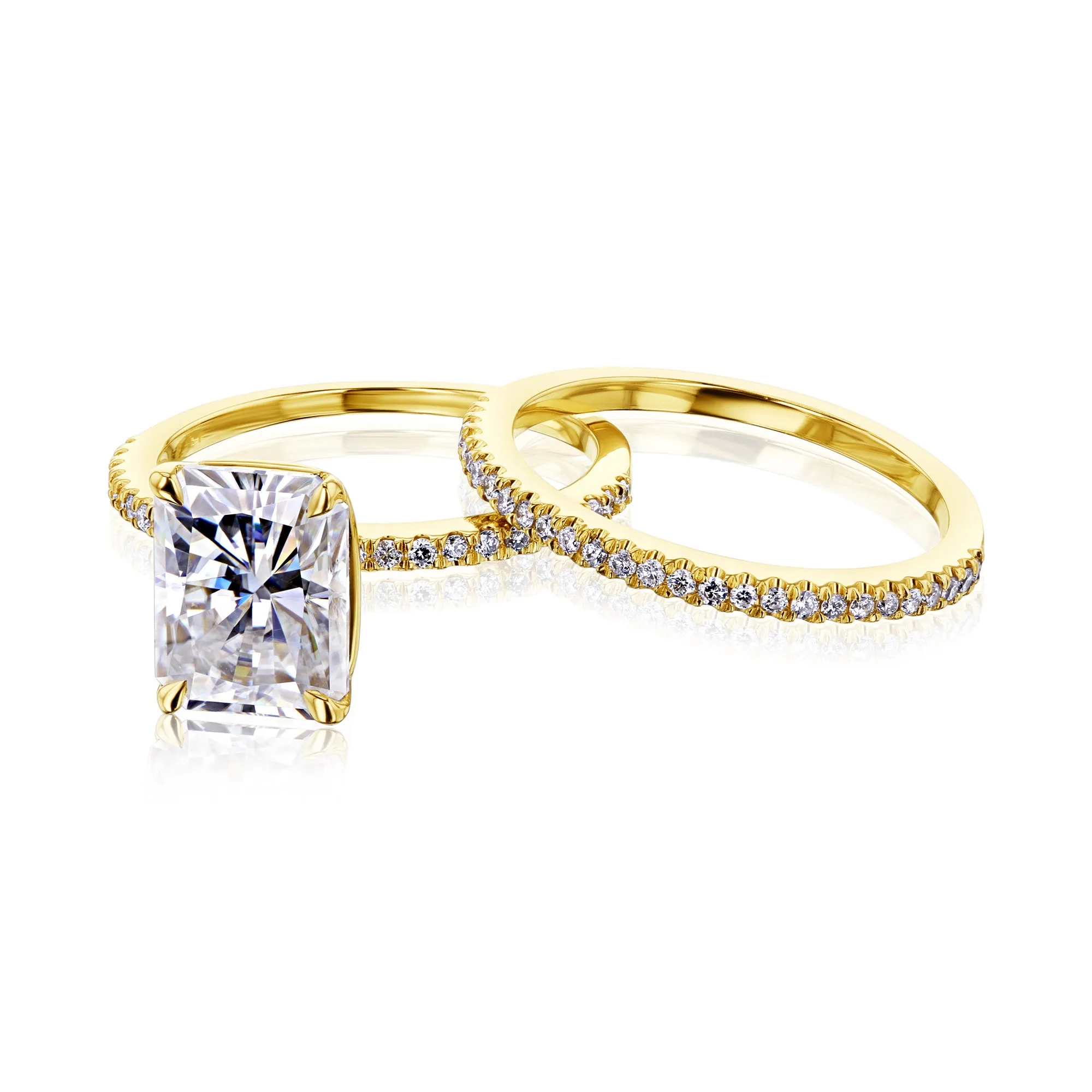 Radiant Petite Bridal Set - Moissanite & Natural Diamonds