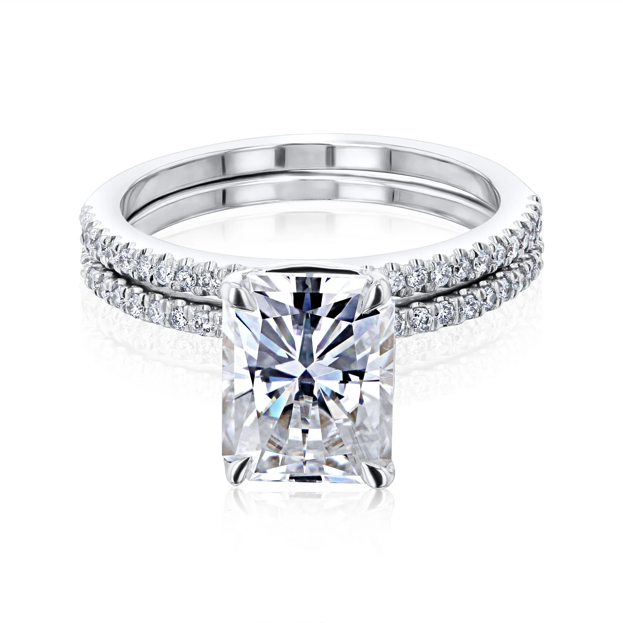 Radiant Petite Bridal Set - Moissanite & Natural Diamonds