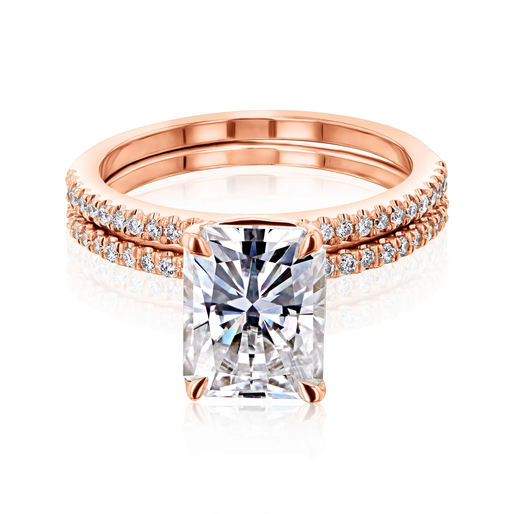 Radiant Petite Bridal Set - Moissanite & Natural Diamonds