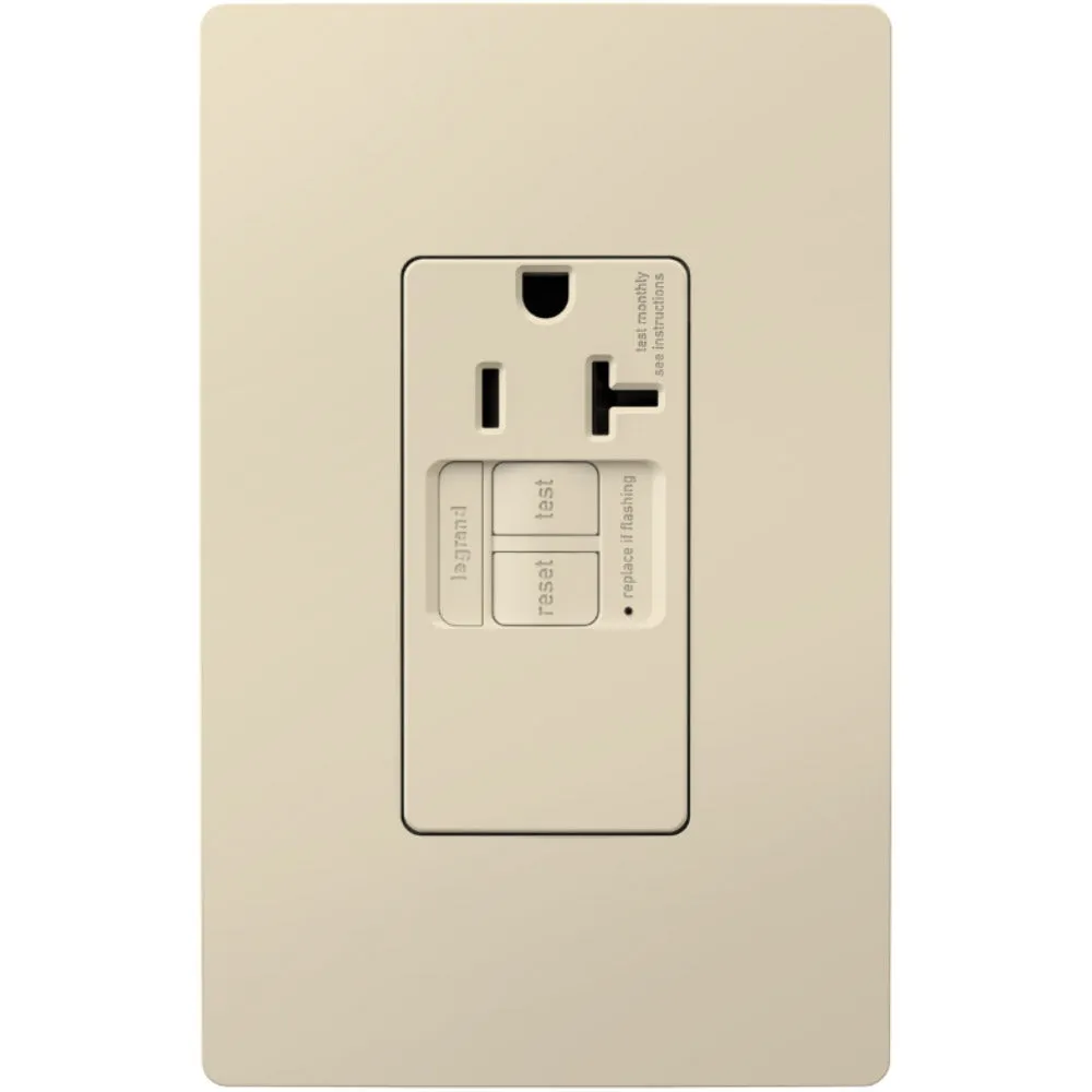 radiant Tamper-Resistant 20A Simplex Self-Test GFCI Receptacle, Light Almond