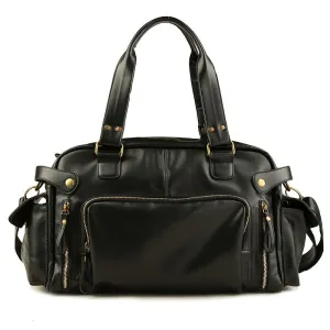 realaiot 1pc Men's Soft Leather Briefcase For Laptop Tote Bag Business Shoulder Messenger Handbag Leisure Large Travel Bag Black
