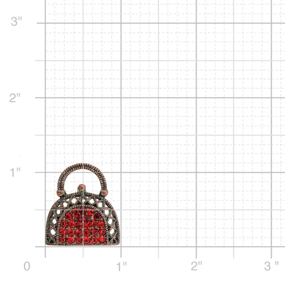 Red Lady Handbag Crystal Pin Brooch
