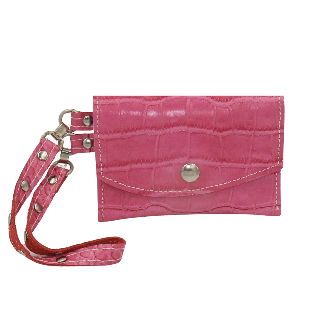 Reptile Embossed Leather Wristlet