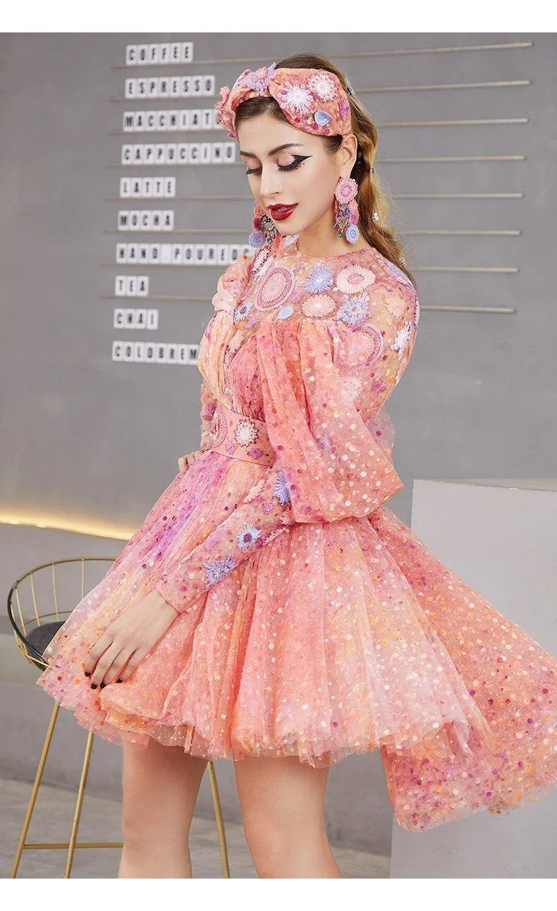 Romantic elegant hand-embroidered exquisite cocktail dress - Dari