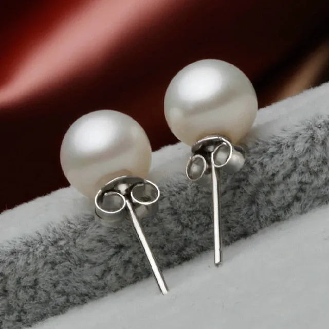 S925 Exquisite Round Pearl Geometric EarPin