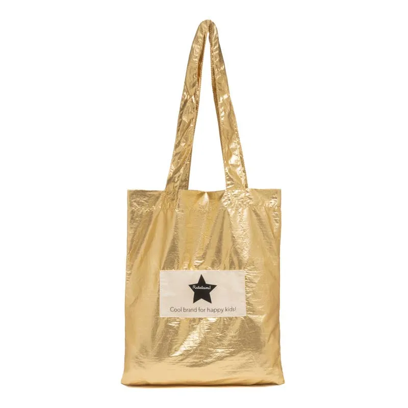 Shiny Metallic Tote Bag - Gold