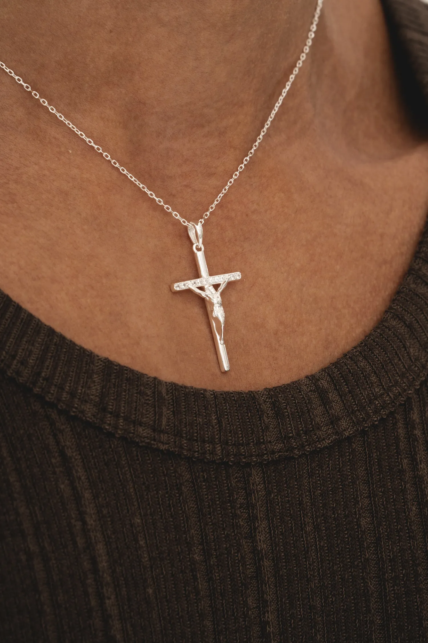 Studded Cross - Silver