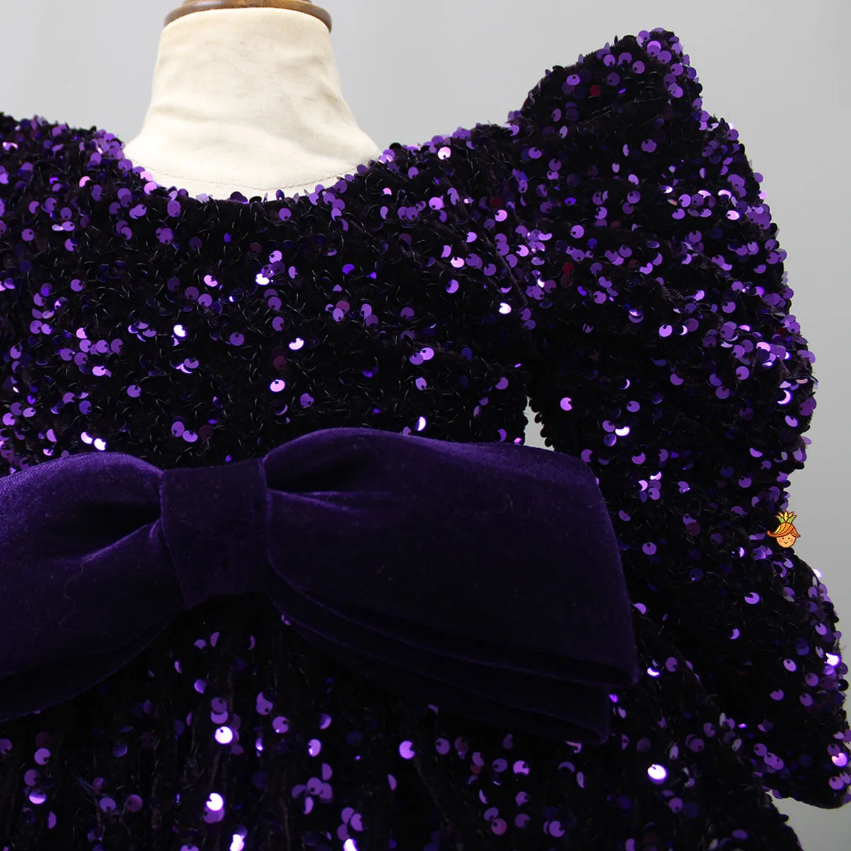 Stylish Sleeves Exquisite Purple Dress With Head Band