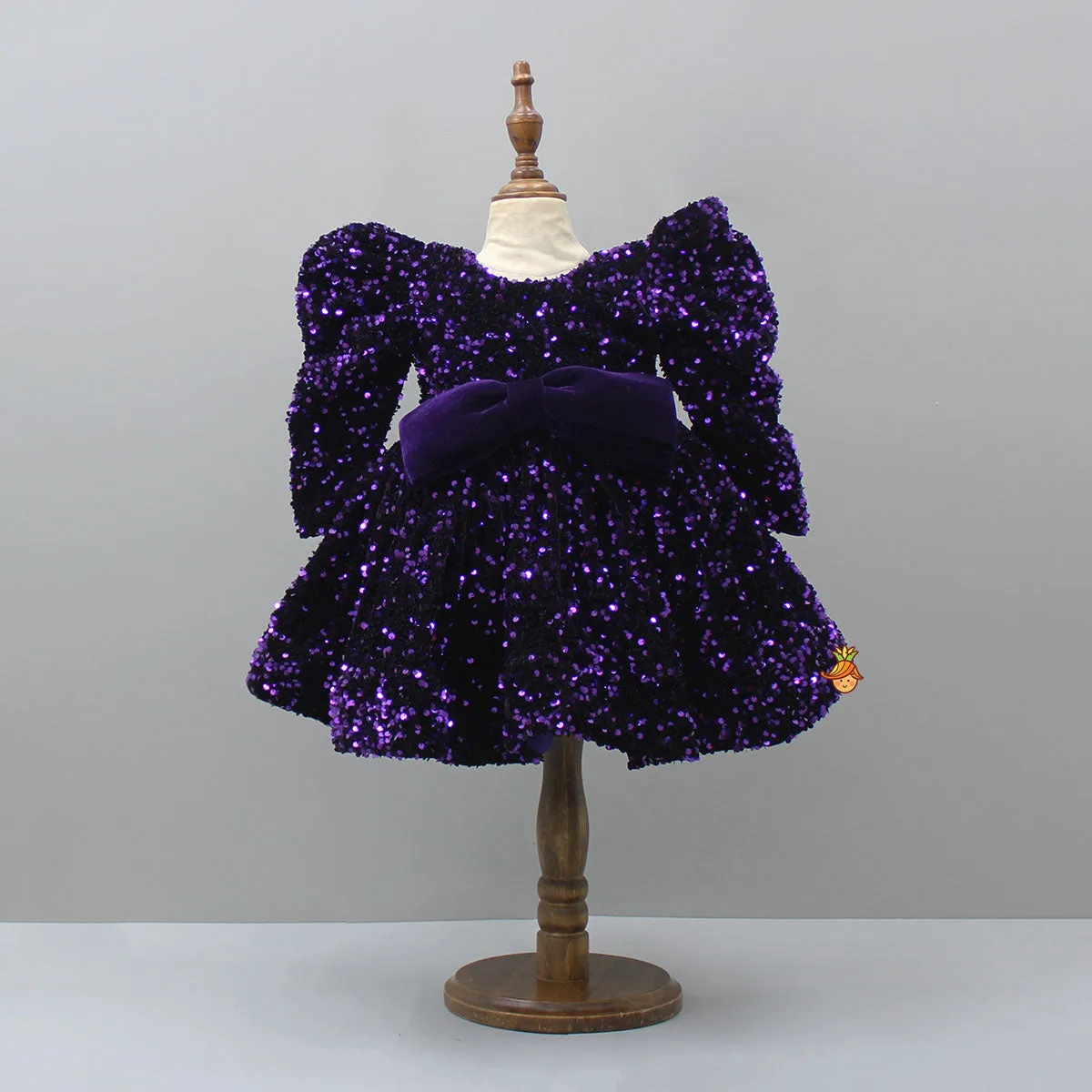 Stylish Sleeves Exquisite Purple Dress With Head Band