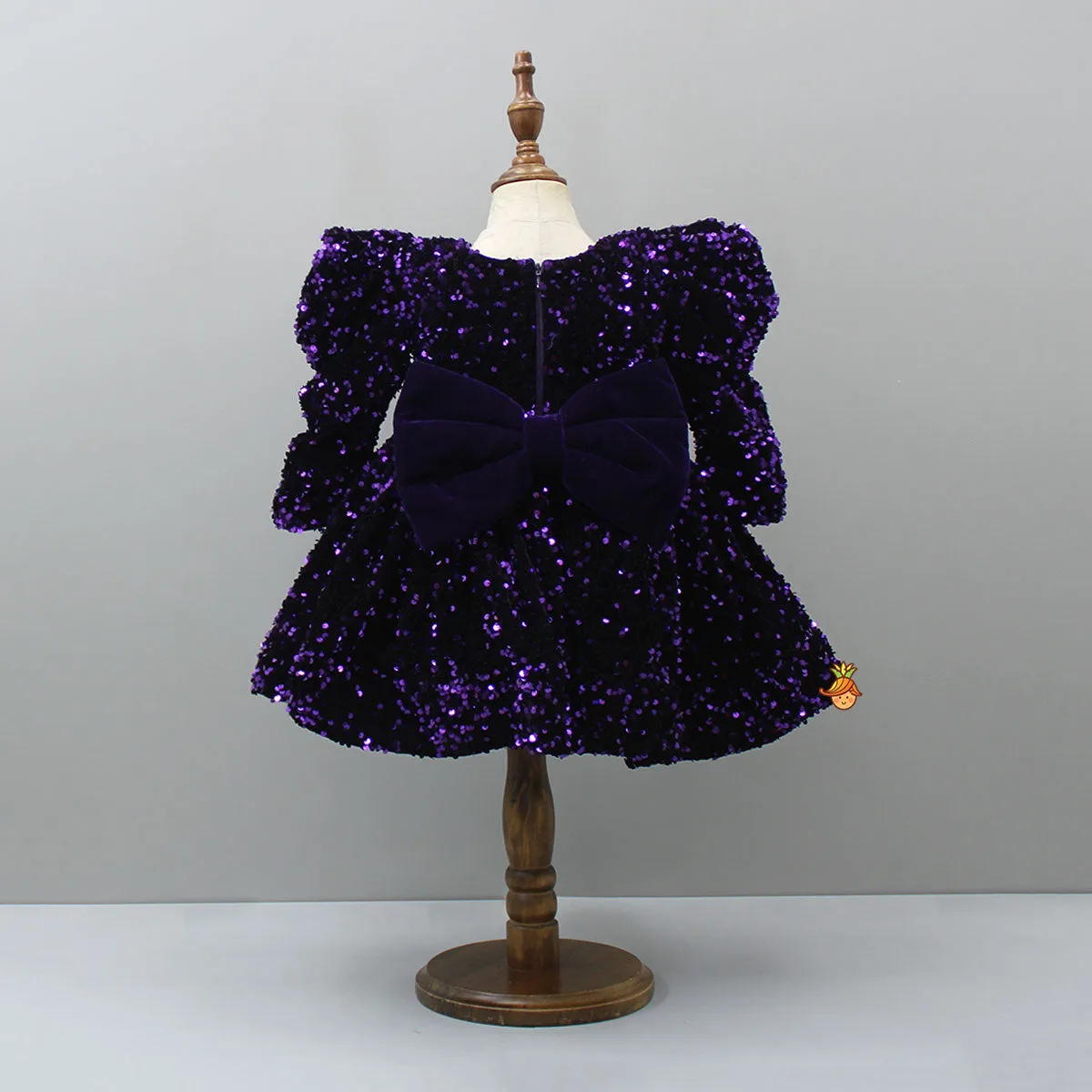 Stylish Sleeves Exquisite Purple Dress With Head Band