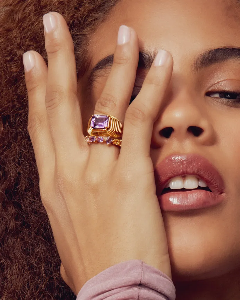 The Caroline Step-Cut Ring- Amethyst