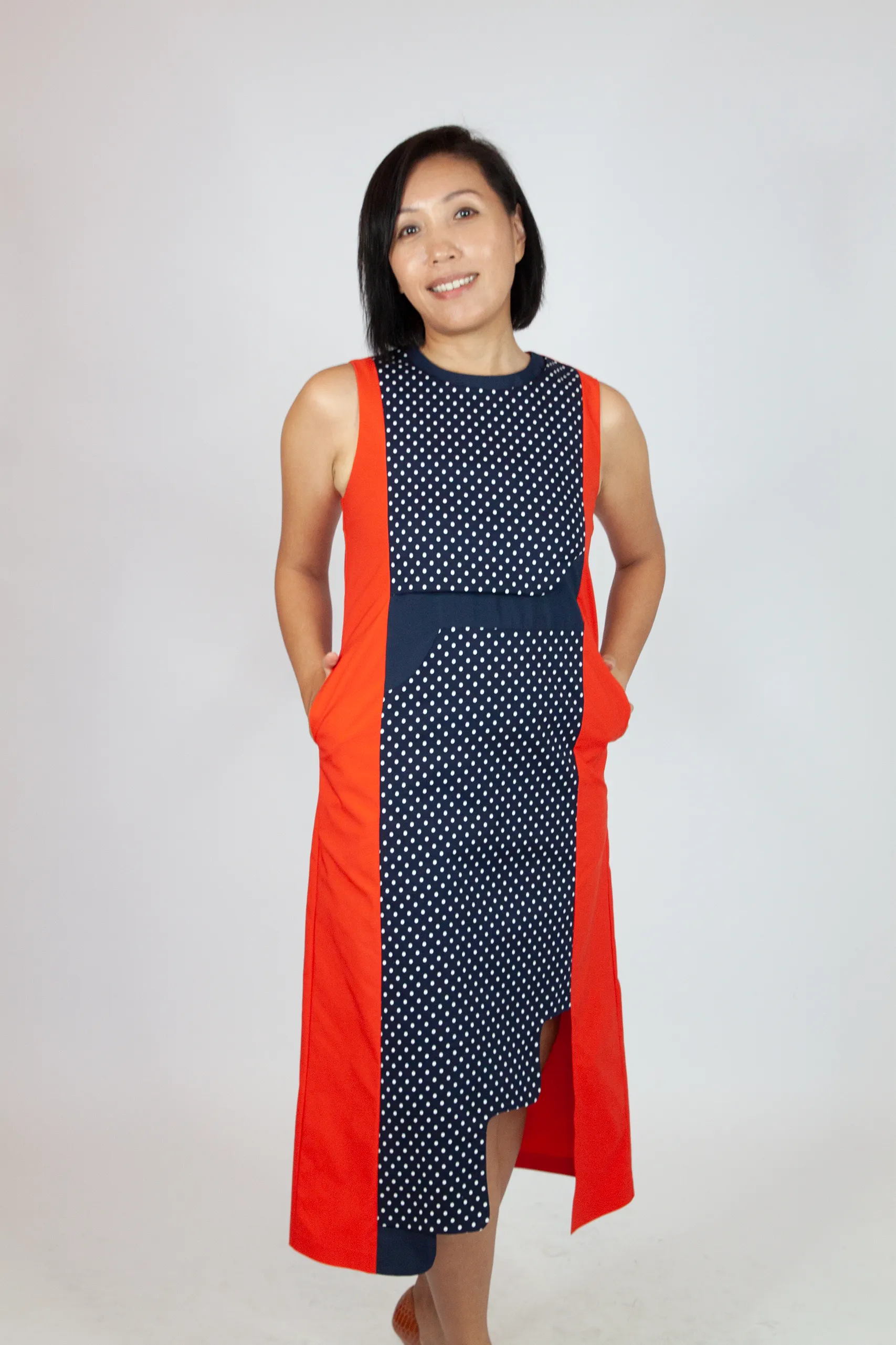 Two Tone Polka Dot Dress