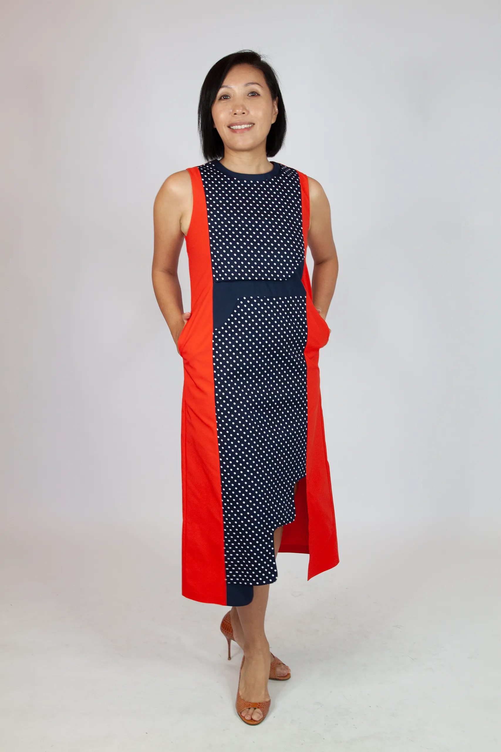Two Tone Polka Dot Dress