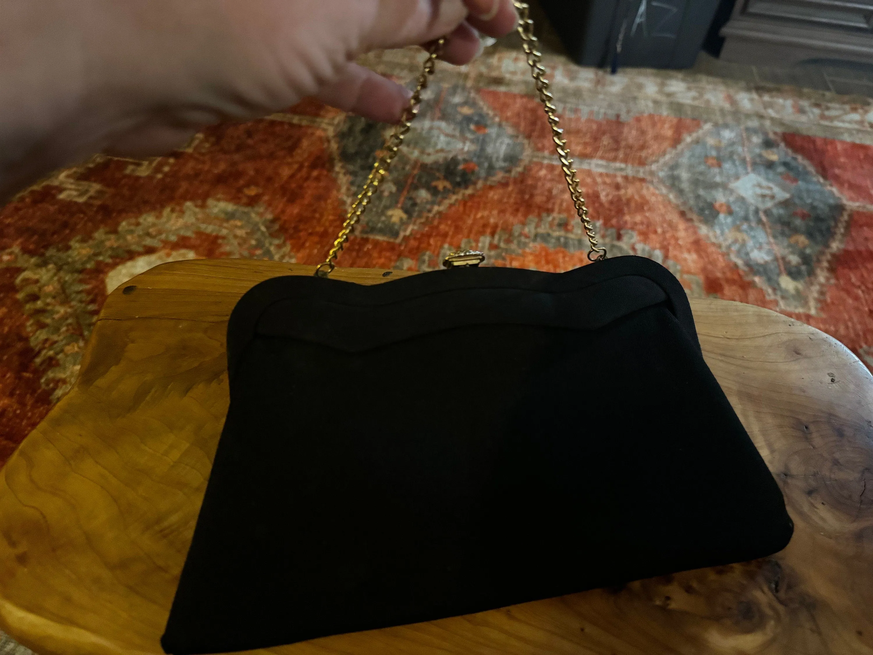 Vintage black & gold 60’s purse