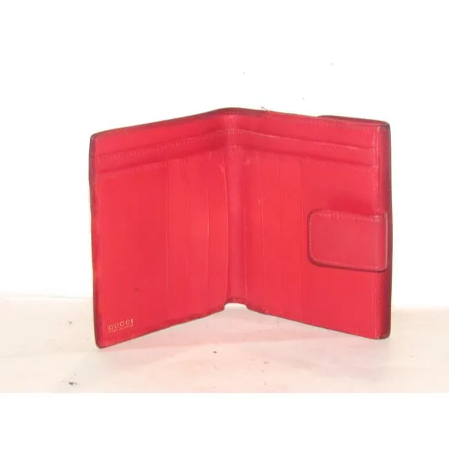 Vintage Gucci Red Suede & Leather Wallet With Gold Horse-bit