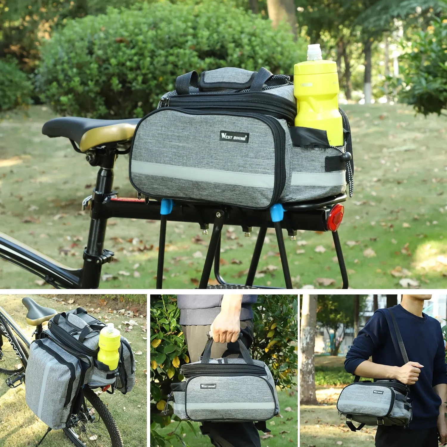 WEST BIKING Waterproof Bike Seat Pannier Pack Luggage Cycling Bag 10-25L Bicycle Pannier Bag