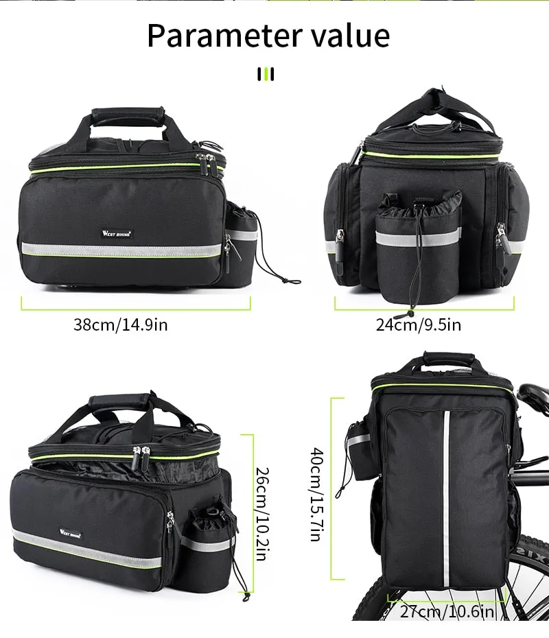 WEST BIKING Waterproof Bike Seat Pannier Pack Luggage Cycling Bag 10-25L Bicycle Pannier Bag