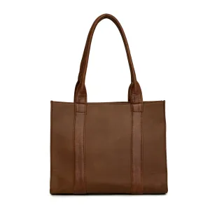 Women dark brown textured hand bag