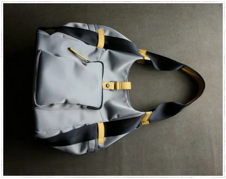 Womens Gray Nylon Shoulder Handbag Purse Unique Nylon Gem Shoulder Purse for Ladies