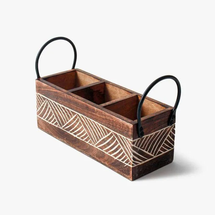 Wooden Home Cutlery Organizer Box & Tableware Storage Box | Spoons Holder