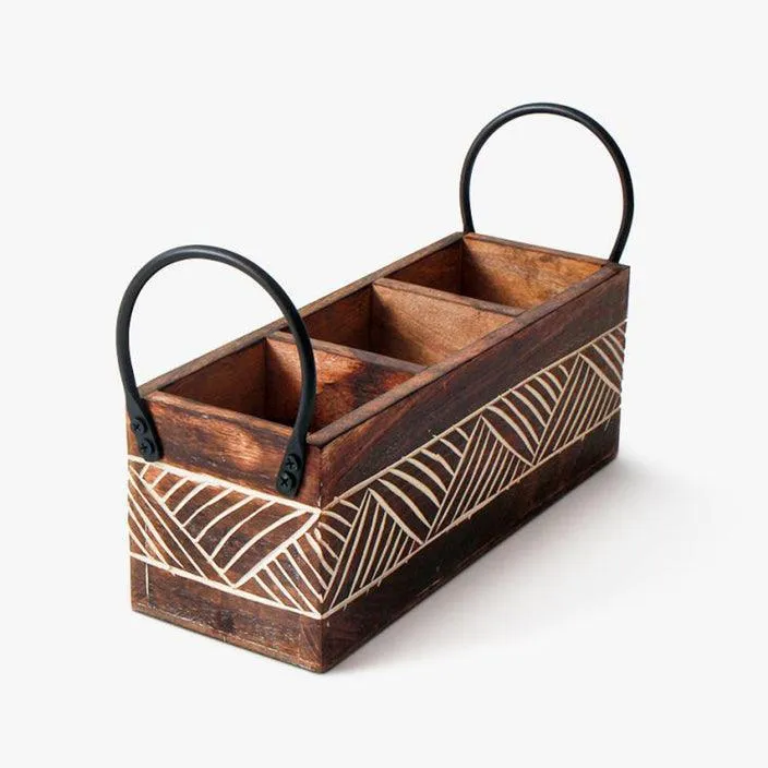 Wooden Home Cutlery Organizer Box & Tableware Storage Box | Spoons Holder