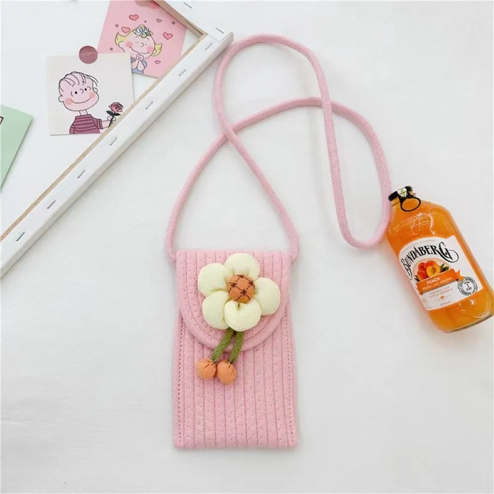 Woven Flower Pattern Rope Cross Body | Sling | Universal Magnetic Closer Mobile Pouch Bag