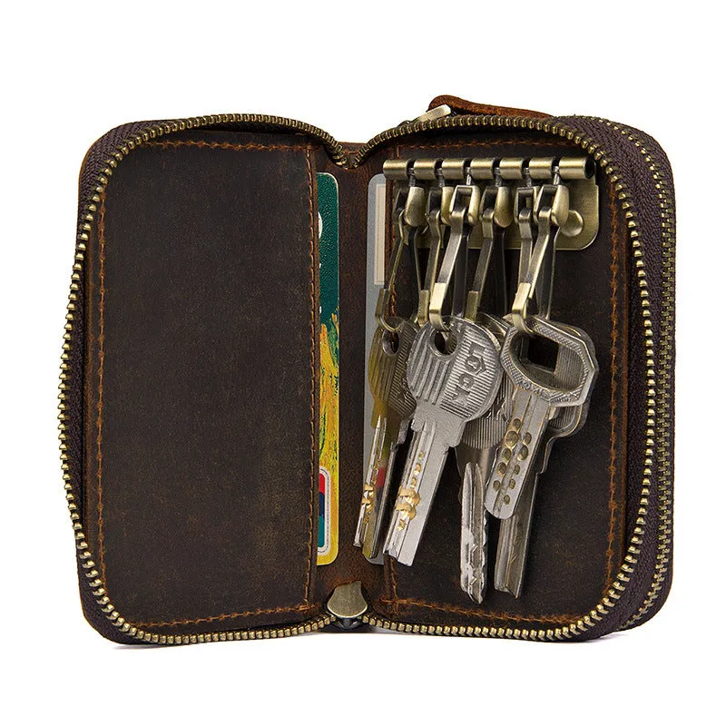YAAGLE Unisex Crazy Horse Leather Mini Wallet YG8185