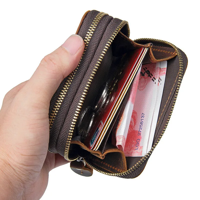 YAAGLE Unisex Crazy Horse Leather Mini Wallet YG8185