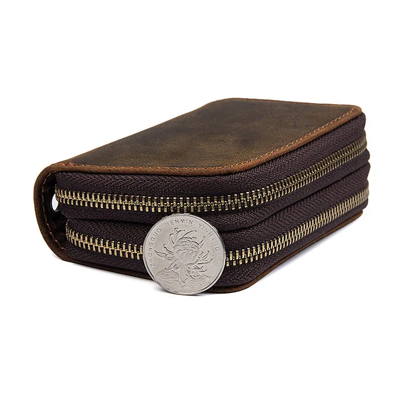 YAAGLE Unisex Crazy Horse Leather Mini Wallet YG8185