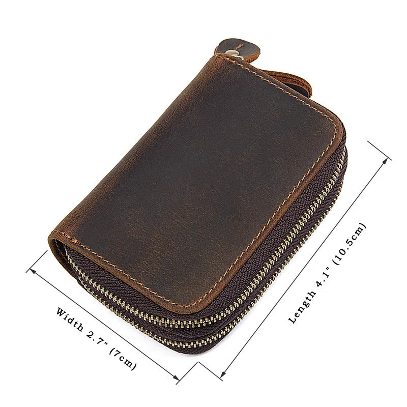 YAAGLE Unisex Crazy Horse Leather Mini Wallet YG8185